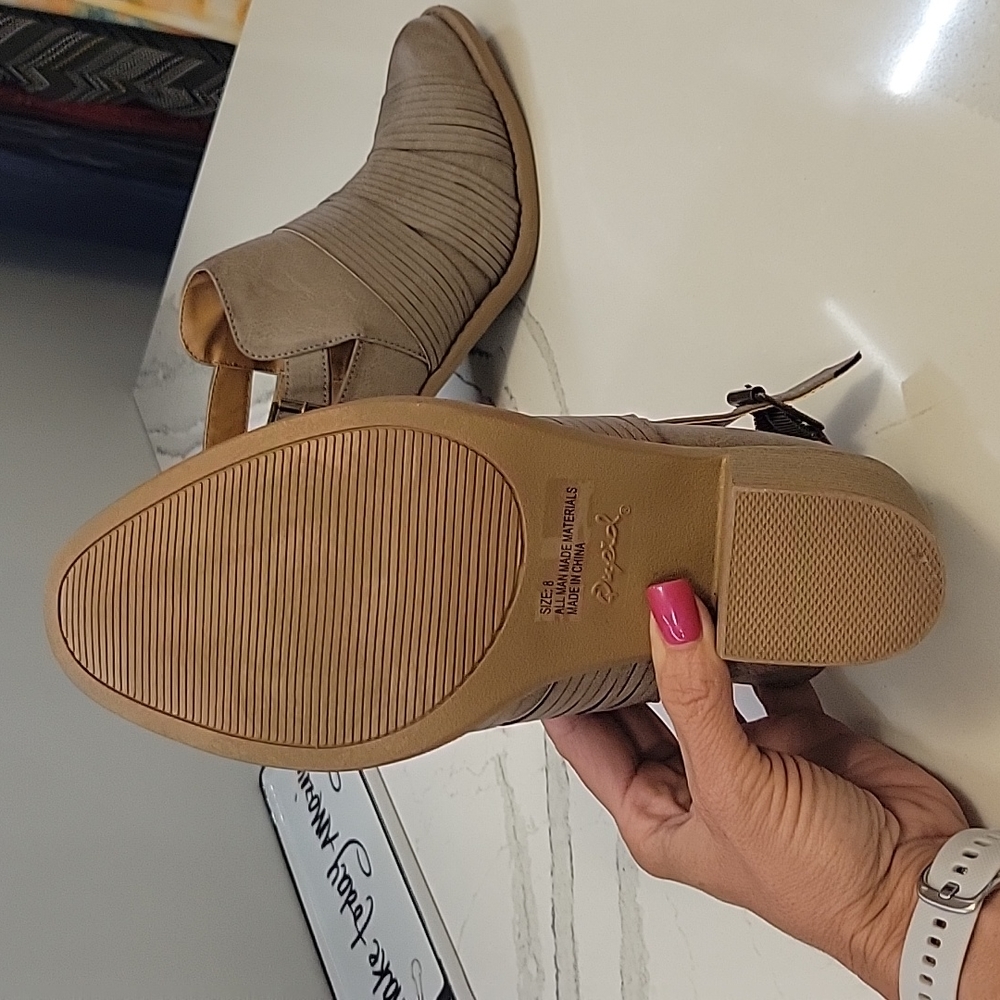 Qupid Tan Block Heel Bootie With Buckle. - image 7